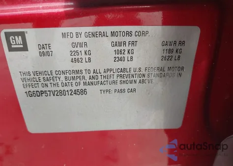 2008 Cadillac Cts Standard z USA, uszkodzony, nr VIN 1G6DP57V280124586